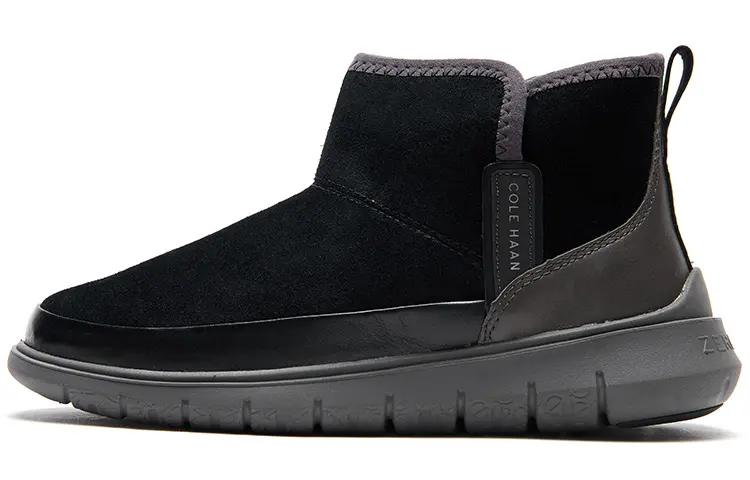 COLE HAAN Suede Thermal Thickened And Fleece Lined Casual Comfortable Versatile Ankle Length Snow Boots Women's Black
