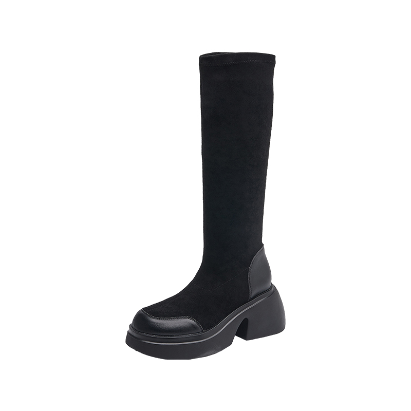 SANTA BARBARA POLO & RACQUET CLUB St. Paul's Fabric British Fashion Commuting High Boots 8cm Women's Black