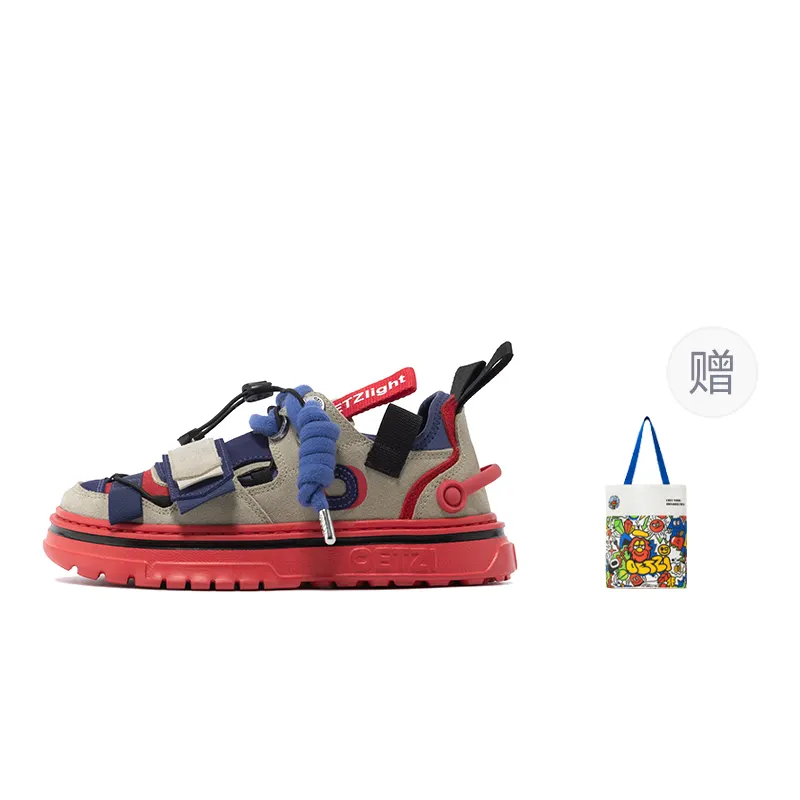 OETZI 1 Ice Man Oz Cow Split Leather Low top Vintage Skateboard Shoes Unisex Beige Red