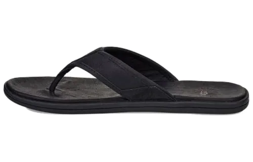UGG Seaside Flip Leather Cowhide Slipper Black