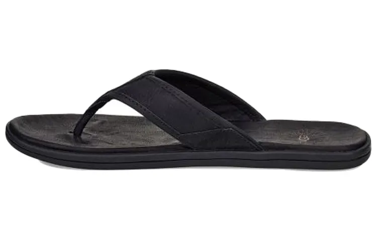 UGG Seaside Flip Leather Cowhide Slipper Black