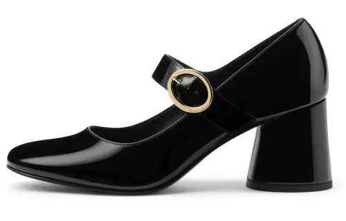 CHARLES&KEITH Pu Block Heel High Heels 6.5cm Women's