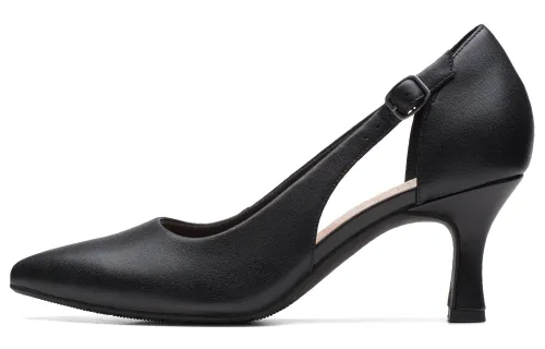 Clarks Cow Leather Cone Heel High Heels Women's Black
