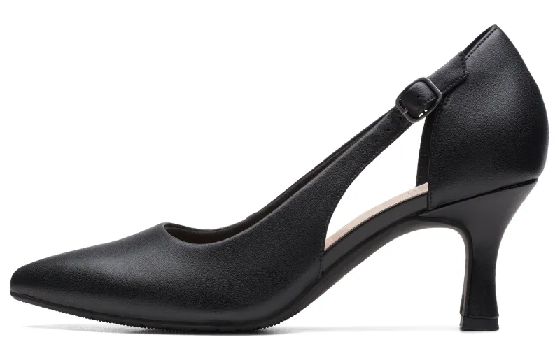 Clarks Cow Leather Cone Heel High Heels Women's Black