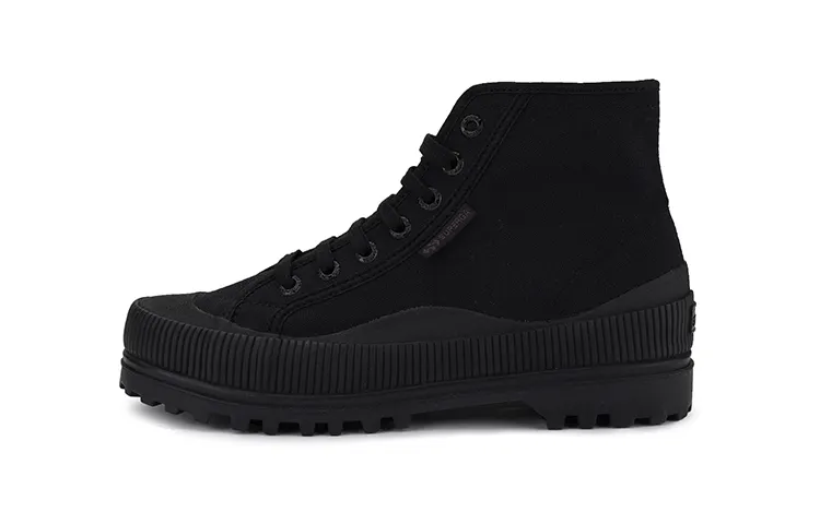 SUPERGA Slip Resistant Abrasion Resistant High top Canvas Shoes Unisex Black