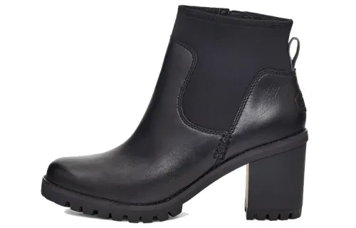 UGG Mathea Leather Minimalist Fashion Ankle Boots Women's Black