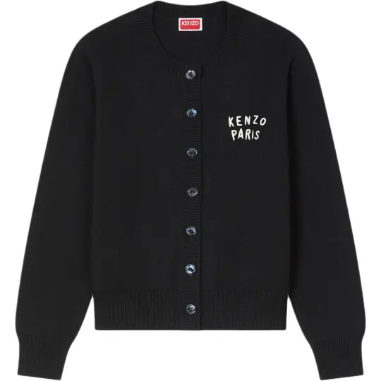 KENZO Sweaters Women's Black Crew Neck Moderate Cardigan