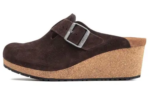 Birkenstock Suede Closed Toe Slippers Women's Dark Brown