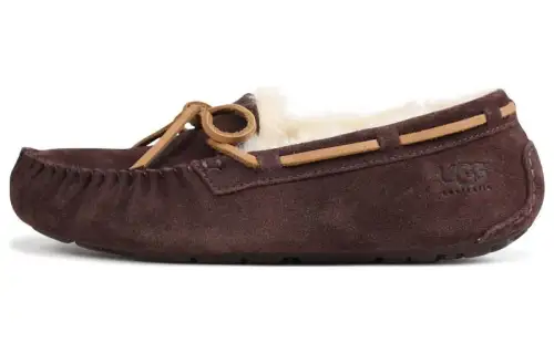 UGG Olsen Slipper Sheepskin Fleece Lined Thermal Gommino Loafers Men's Maroon