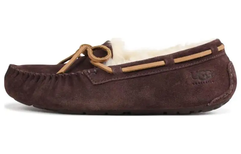 UGG Olsen Slipper Sheepskin Fleece Lined Thermal Gommino Loafers Men's Maroon
