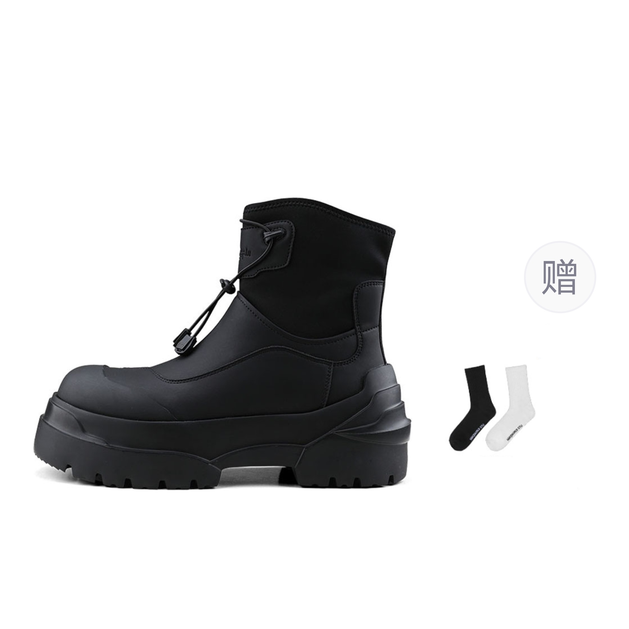 HANQIAORIJI Heavyweight Collection Cow Split Leather Ankle Boots 5CM Unisex Black