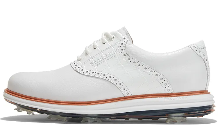 UNITED ARROWS x COLE HAAN First-layer cowhide golf series British brogue carved cushioning composite sole casual leather shoes men's white
