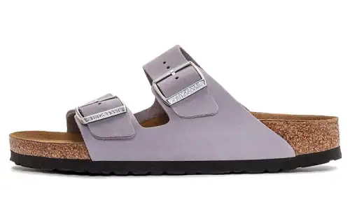 Birkenstock Arizona Leather Slide Slippers Women's Dusty Purple Regular