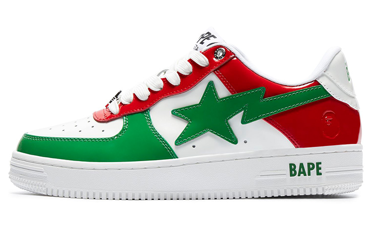 Женские кеды A BATHING APE STA (красно-бело-зеленые)