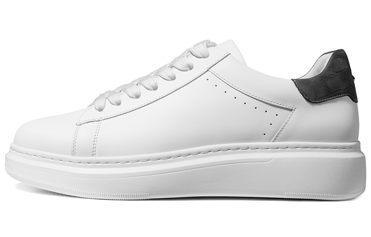 THOM WILLS White Sneakers Height Increasing Cushioning Abrasion Resistant Low top Stylish Skateboarding Shoes Men's