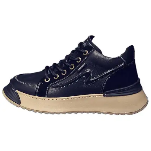 JANE HARLOW Cow Split Leather High top Casual Shoes Men's Black
