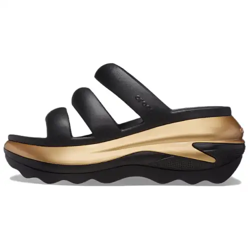 Crocs Slip Resistant Abrasion Resistant Slip Resistant Abrasion Resistant Slide Slippers Women's Black Gold