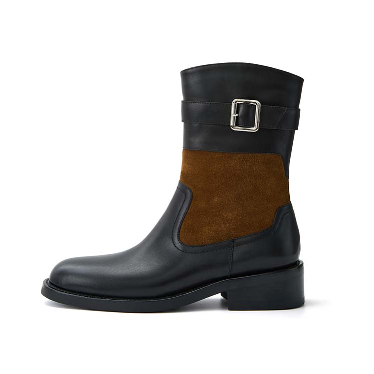 Marie Claire Cow Leather Ankle Boots 3.5cm Women's Black