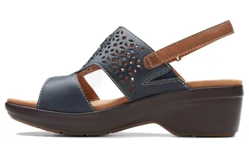 Clarks Leather One Strap Sandals 5.5cm Women's Marine Blue