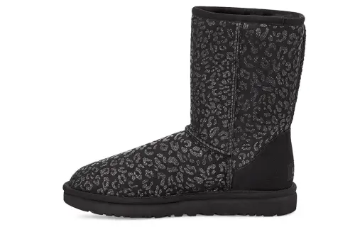 UGG Classic Short Snow Leopard Fleece Lined Black Women's