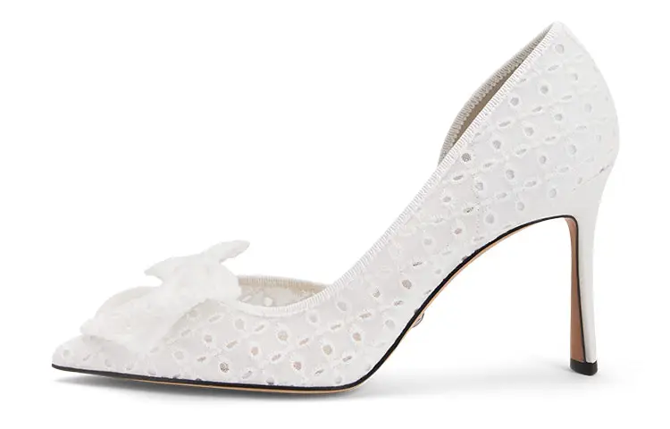 CHARLES&KEITH Fabric Slim Heel High Heels 8.8cm Women's White