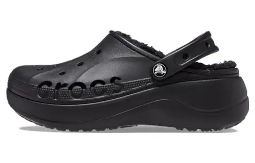 Crocs Baya Platform Lined Clog Sandals 'Black' Women's