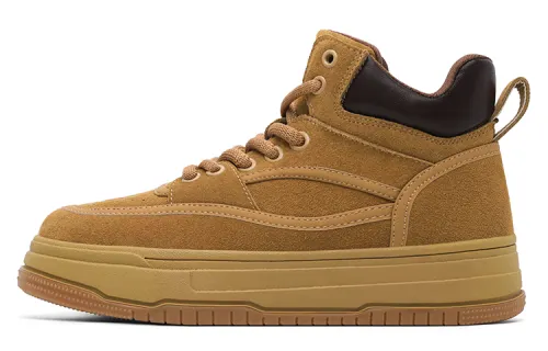 Dickies Cow Split Leather Non Slip And Waterproof Abrasion Resistant Mid top Skateboard Shoes Women's Earth Yellow
