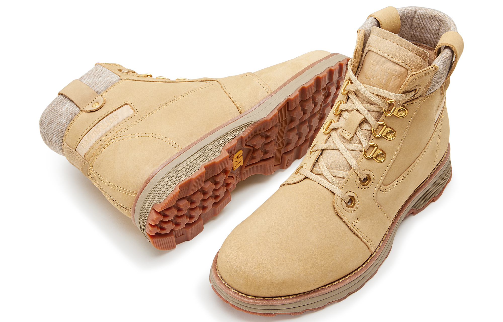 CAT Combat Boots Women's Beige Yellow