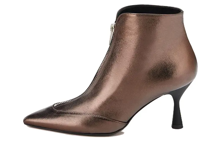 AGL Leather Ankle Boots 8cm Women's Brown