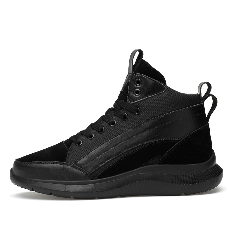 Mansion Bull Cow Split Leather Cushioning Height Increasing High top Running Shoes Men’s