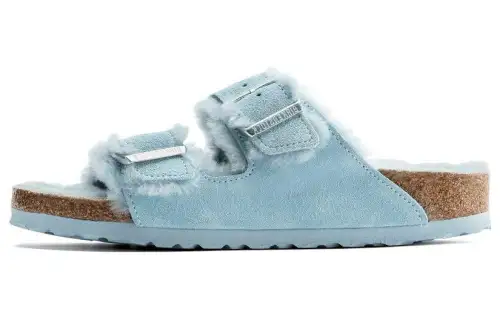 Birkenstock Suede Slide Slippers Women's Light Blue Regular