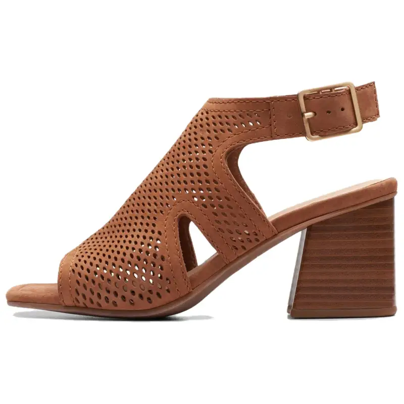 Clarks Siara 65 Flow Chunky Heel High Heels 6.5cm Women's Tan