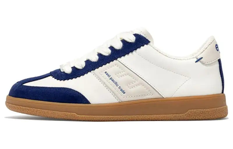 East Pacific Trade Leather Low top Skateboard Shoes Unisex White Blue