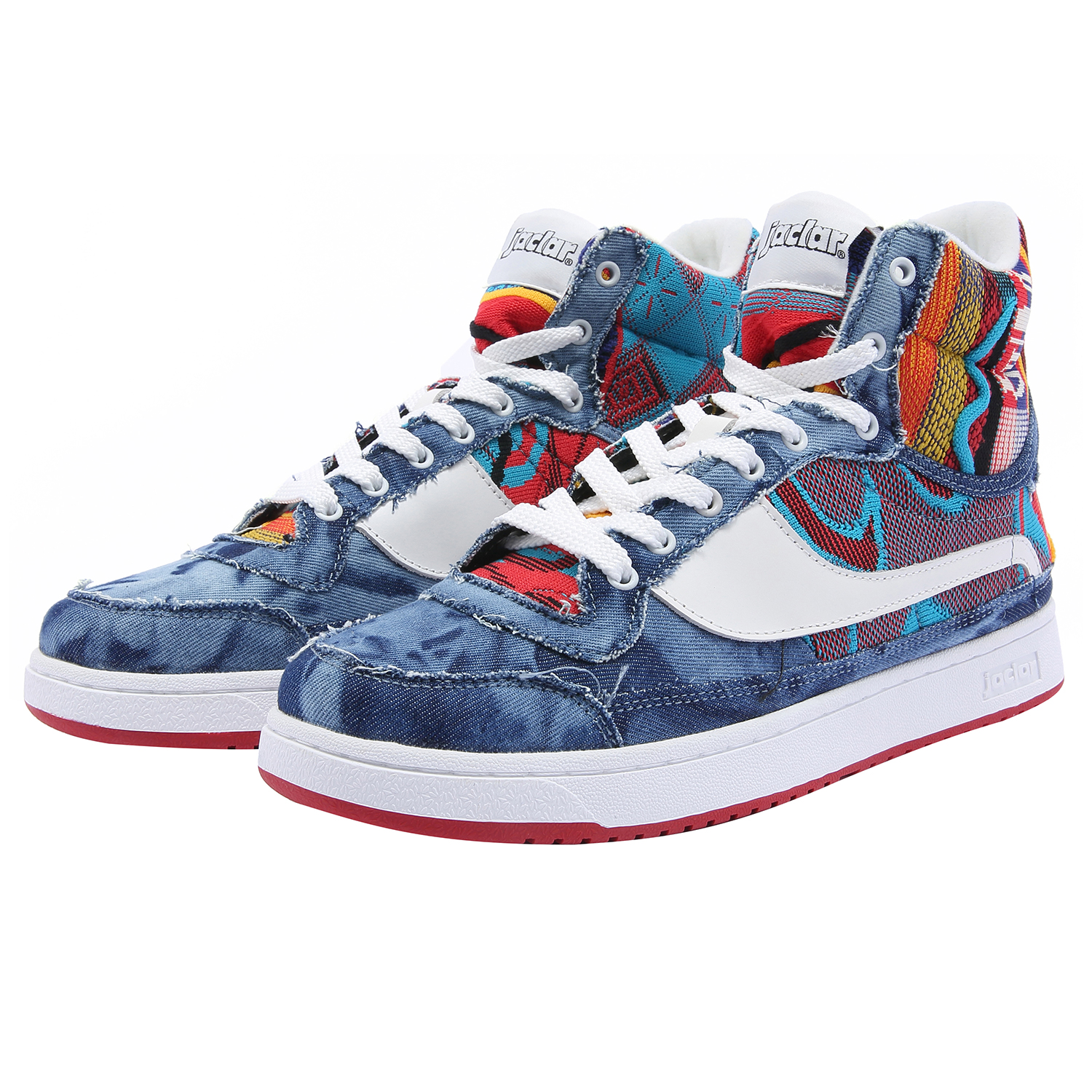 JACLAR Denim High top Vintage Basketball Shoes Unisex Blue