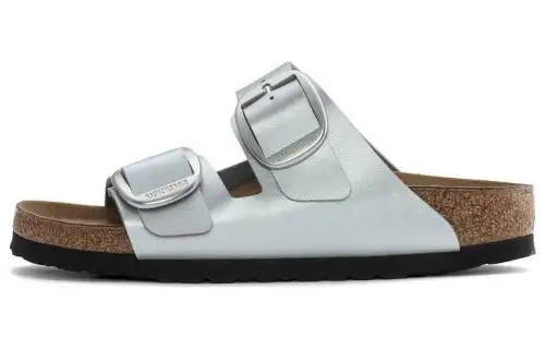 Birkenstock Arizona Big Buckle Slide Slippers Unisex Silver Narrow