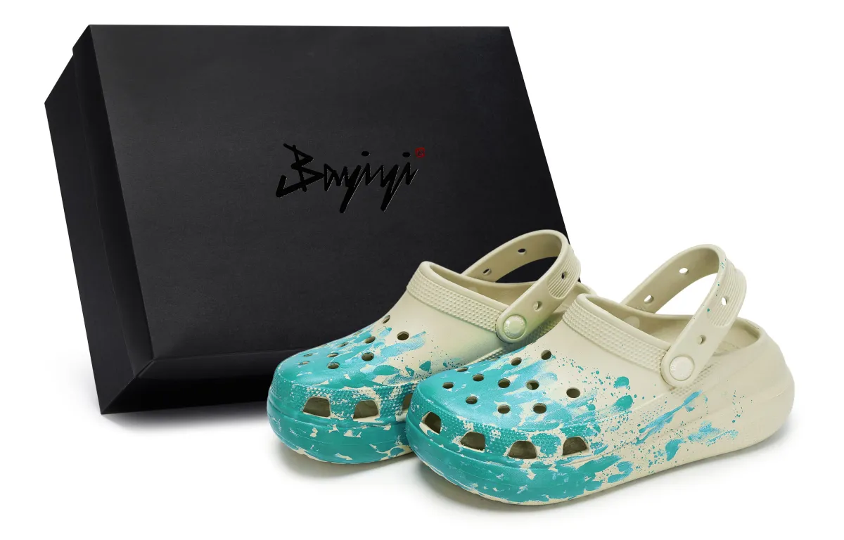 Crocs Crush Clog 811 Manufacturing, Whale Fall Scene, Special Shoe Box Clogs Unisex Bone White Tiffany Color