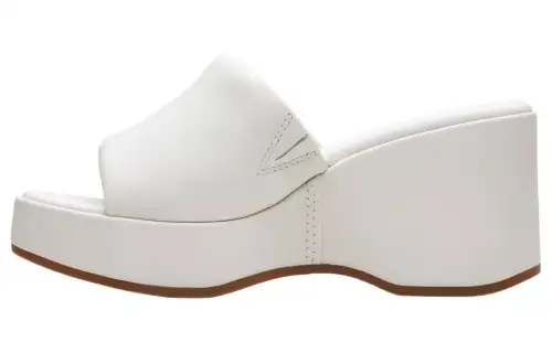 Clarks Leather Slide Slippers Women's White
