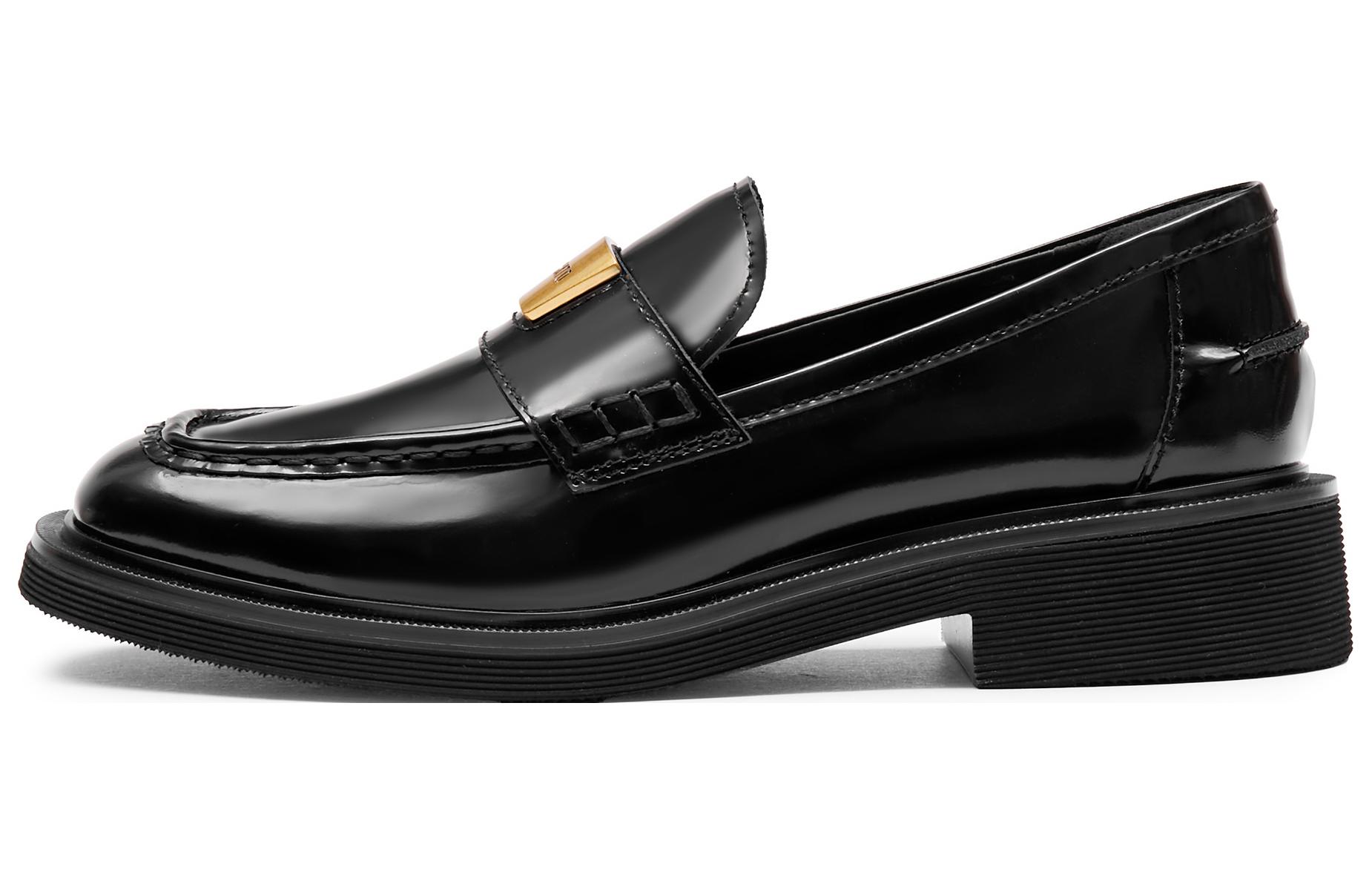 Staccato Small Gold Brick Jazz Cow Leather Loafers 3.5cm Women's