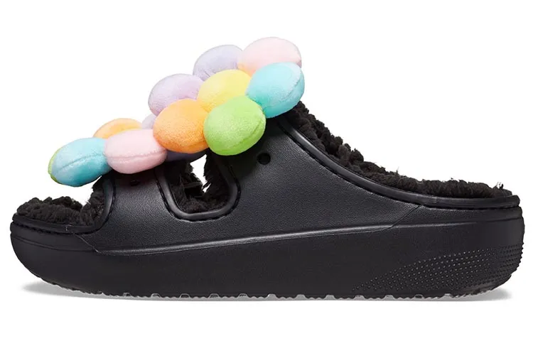 Crocs Classic Cozy Daisy Clogs 'Black Multi' Women's