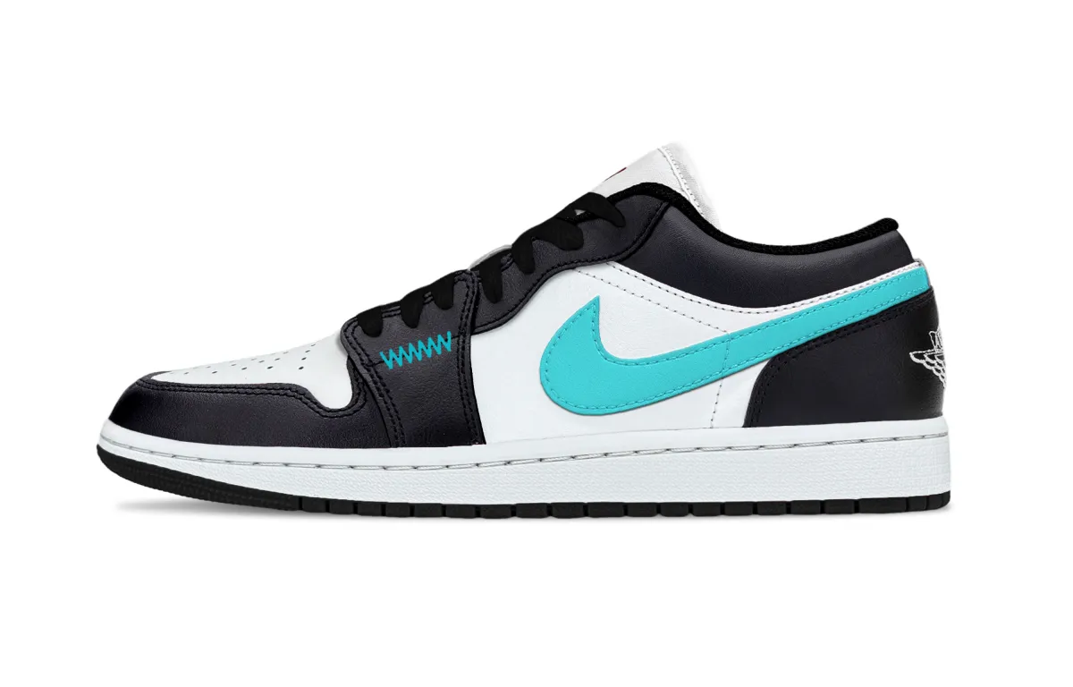 Jordan Air Jordan 1 Blue Support Low top Vintage Basketball Shoes Unisex Cyan