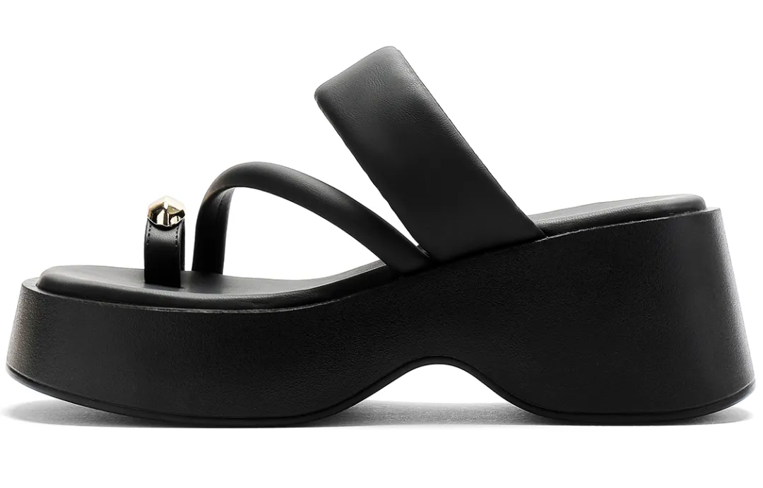C°BANNER Leather Slide Slippers Women's Black