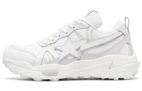 A BATHING APE Trail Sta Cow Leather Low top Casual Shoes Women's White