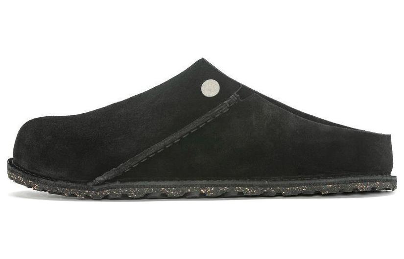 Birkenstock Suede Closed Toe Slippers Unisex Black Regular