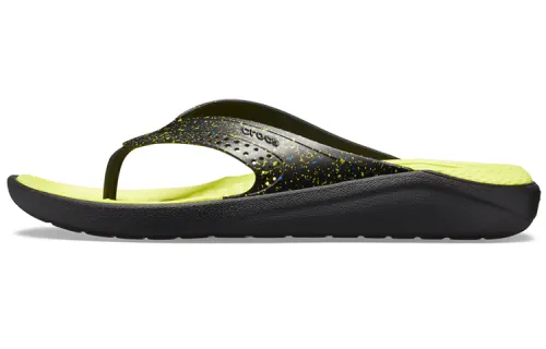 Crocs LiteRide Flip Flops 'Black Yellow'