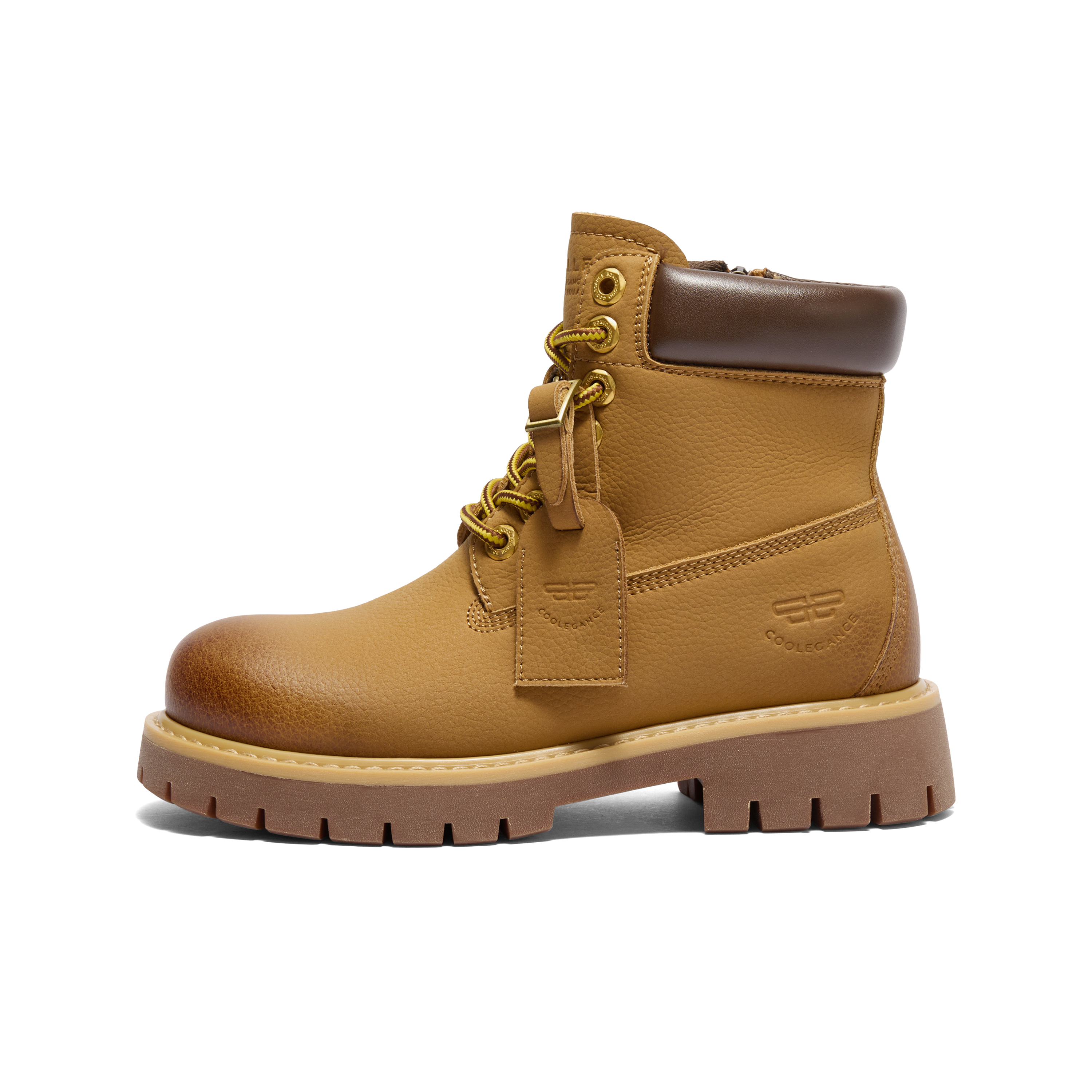 BELLE Fun And Wild Collection 13cm Combat Boots 4CM Women's Yellow, Brown