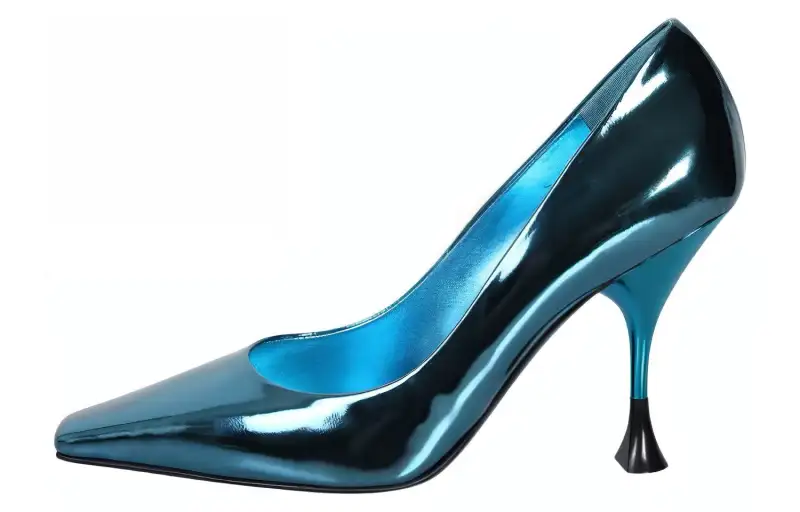 3JUIN Leather Slim Heel High Heels Women's Blue