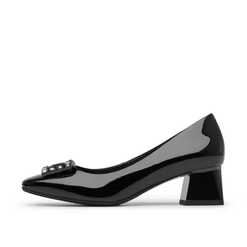 Chrisdien Deny Cow Leather Chunky Heel High Heels 4.5cm Women's Black