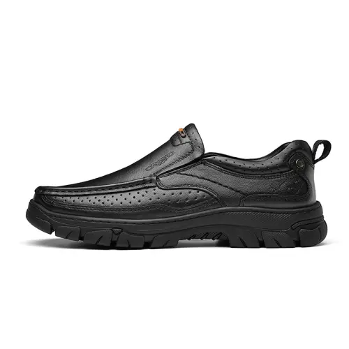 CARTELO Casual Leather Shoes Men's Low Top Black/Dark Brown