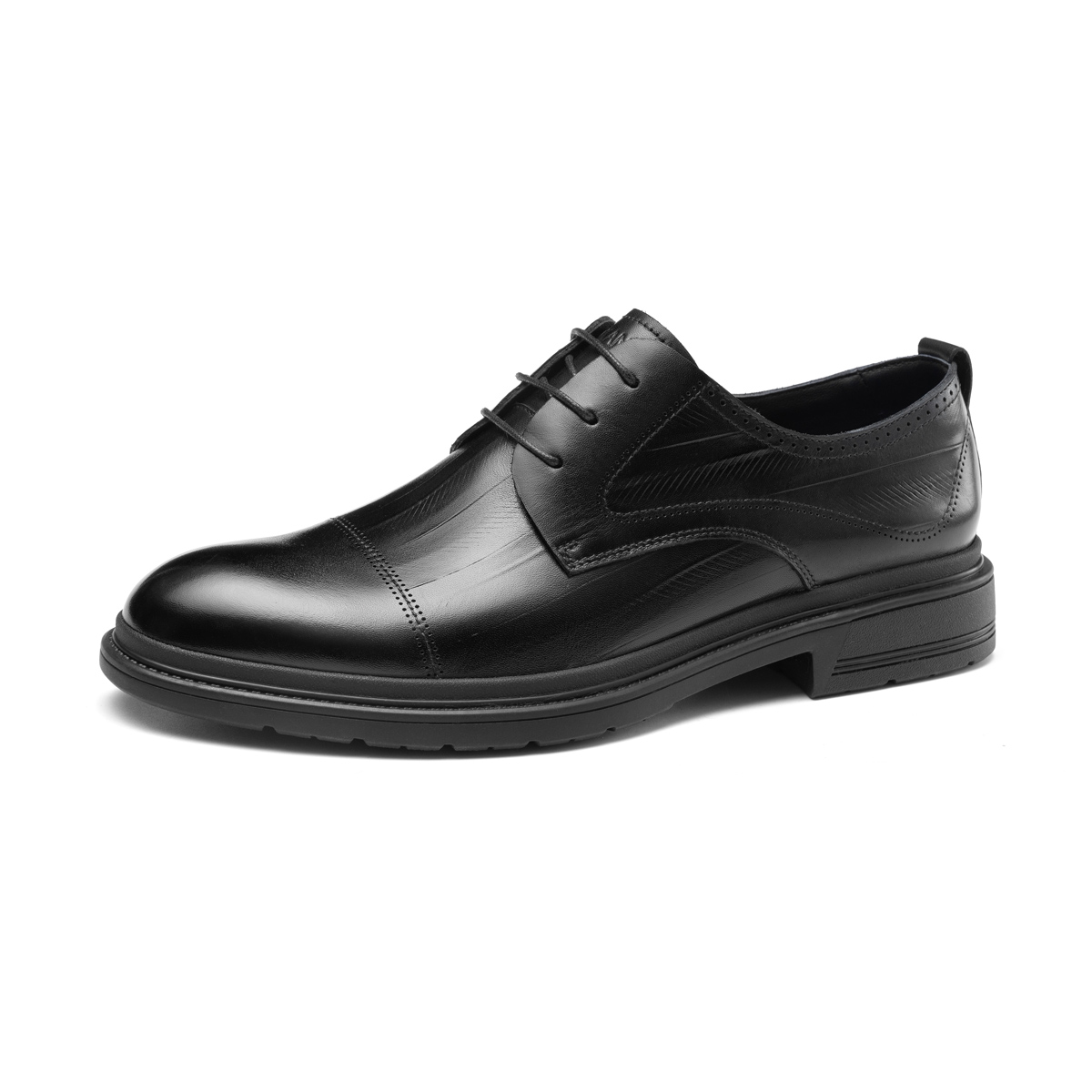 AOKANG first-layer cowhide Derby shoes for business commuting, non-slip and wear-resistant, thick soles for heightening, handsome and versatile, simple and casual personality, wedding groomsmen, young workplace, formal leather shoes, men's style