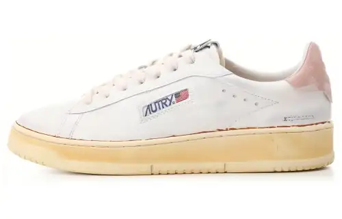 AUTRY Leather Stylish Skateboarding Shoes Men's Pink White Distressed